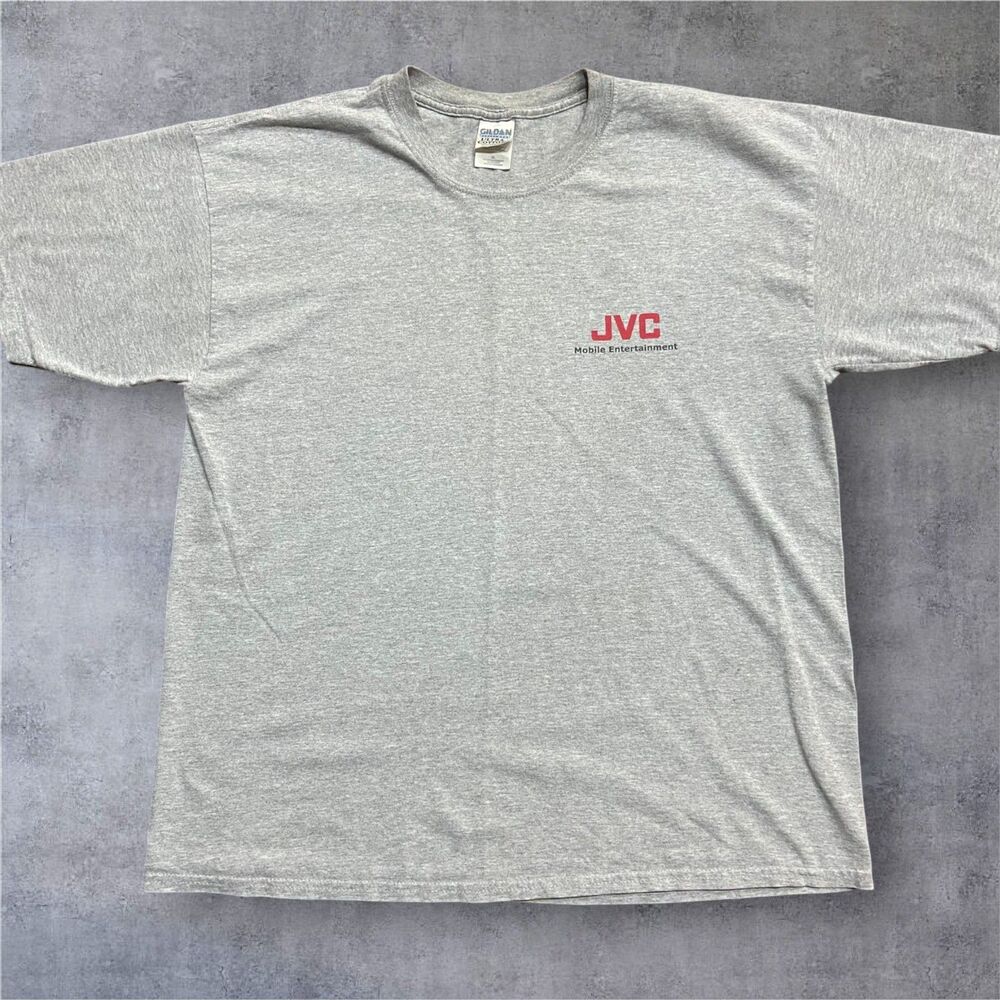 Gildan Vintage Y2K JVC Mobile Entertainment Audio EXAD Grey T-Shirt Mens Size XL
